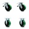 Service Caster 6 Inch Green Poly on Cast Iron Caster Set with Roller Bearings 2 Brakes 2 Rigid SCC-TTL30S620-PUR-GB-2-R-2 - alternate 1
